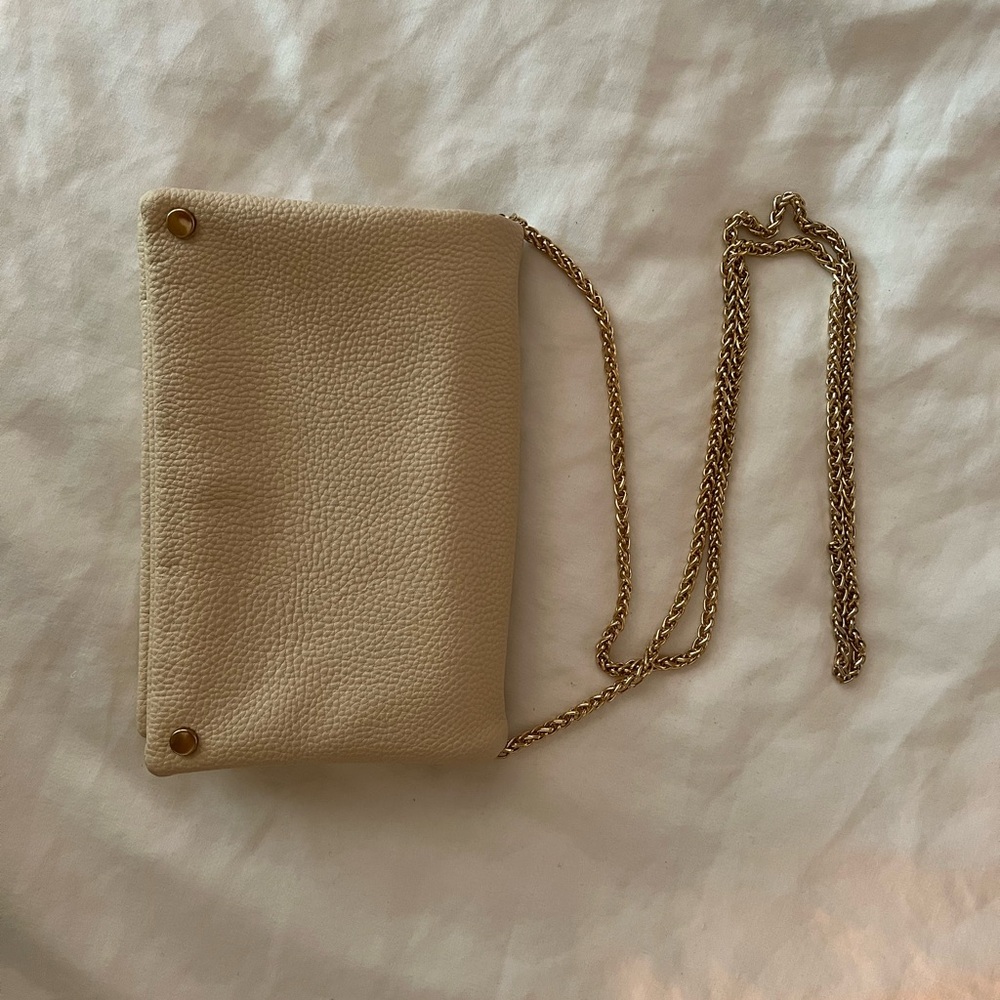 Cream and Gold Clutch with Structured Design